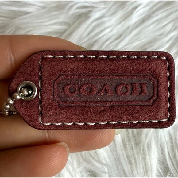 1.5" y2k COACH Vintage Suede Fob Bag Charm Hang tag Hangtag - Picture 1 of 2
